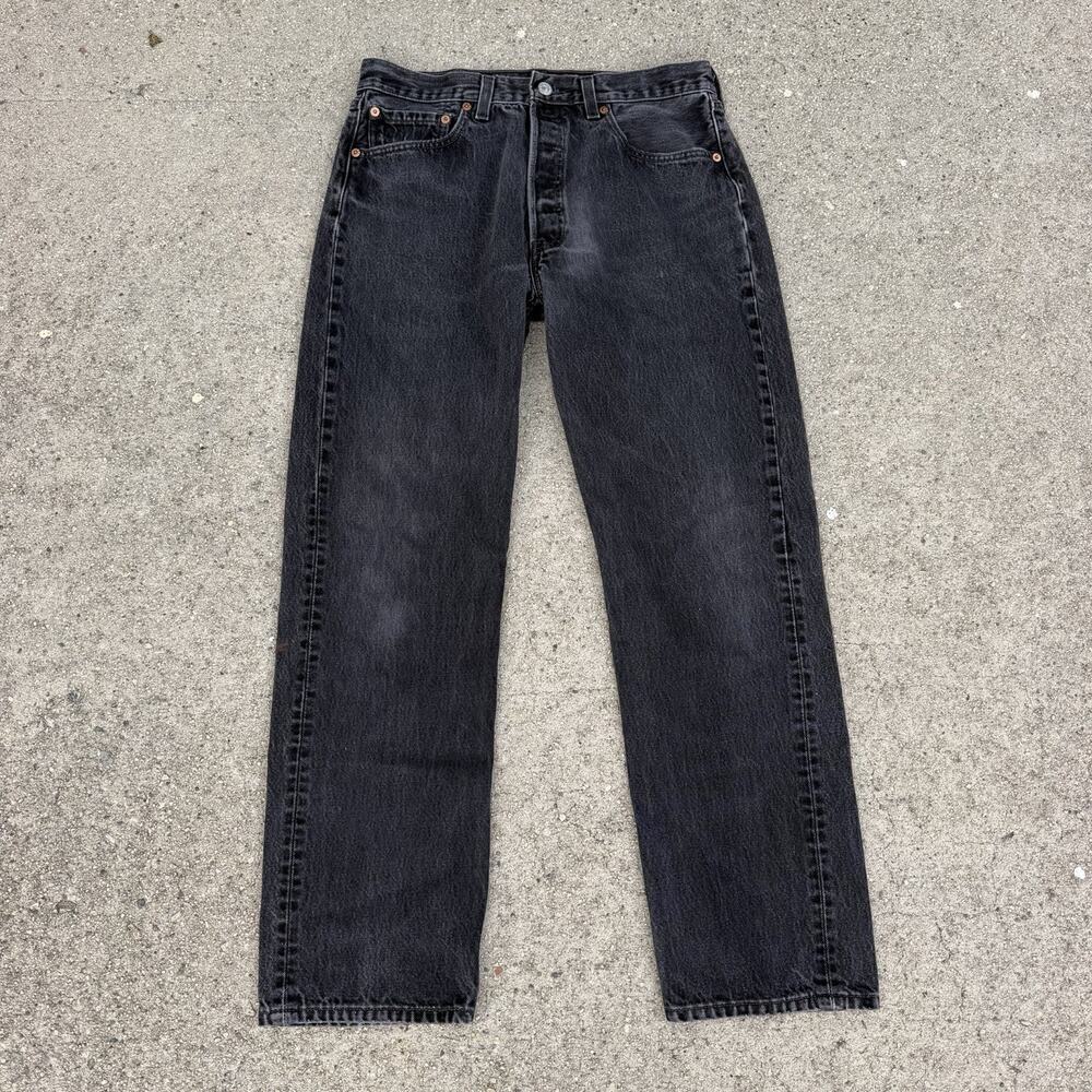 Vintage 90s Levi’s 501 Straight Faded Black Denim Jeans 33x30 Grunge Made In USA